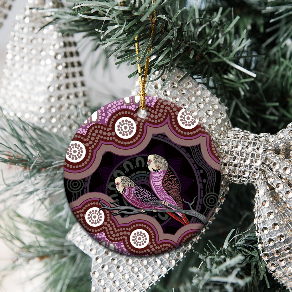 Purple Budgerigar Australia Indigenous Art Ceramic Ornament