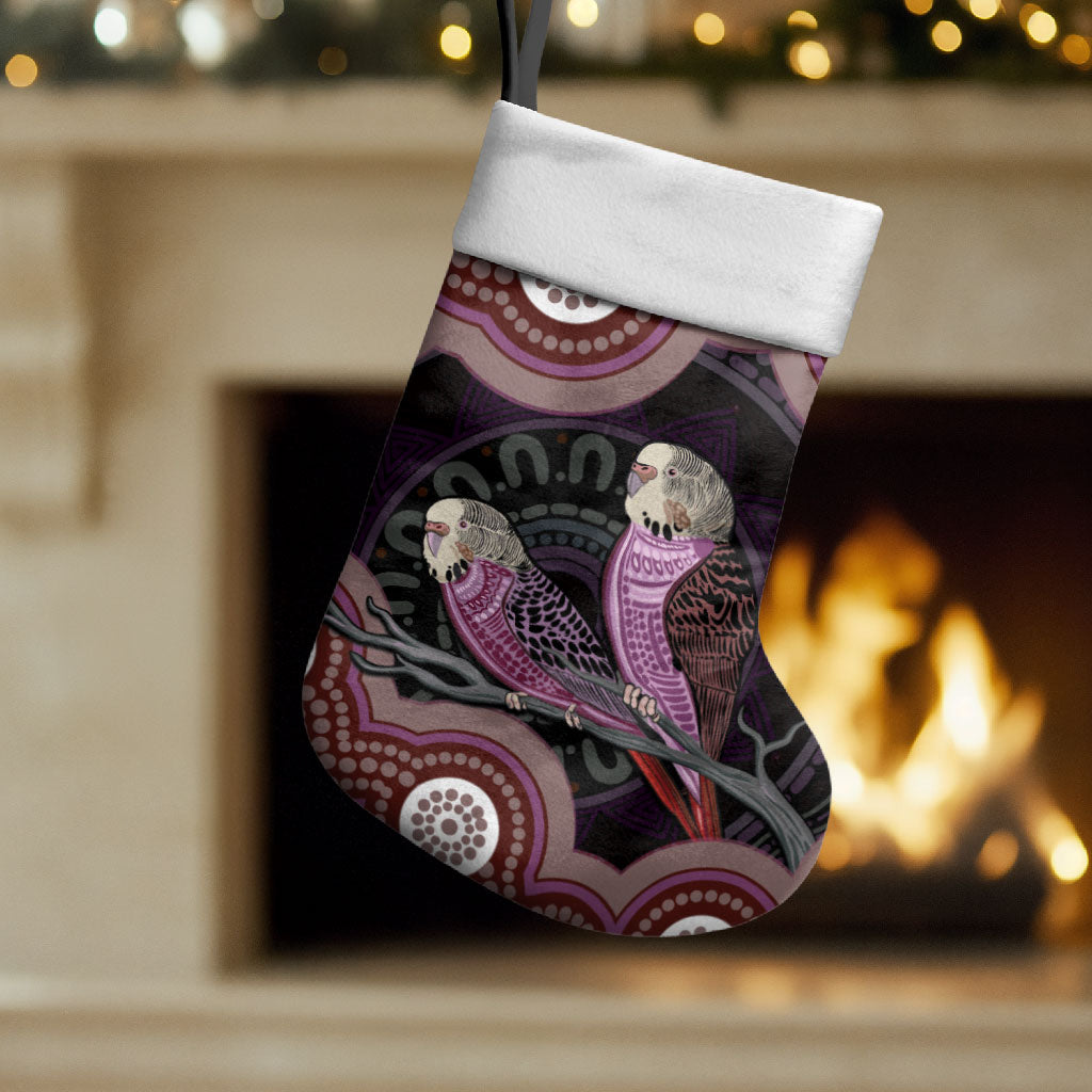 Purple Budgerigar Australia Indigenous Art Christmas Stocking