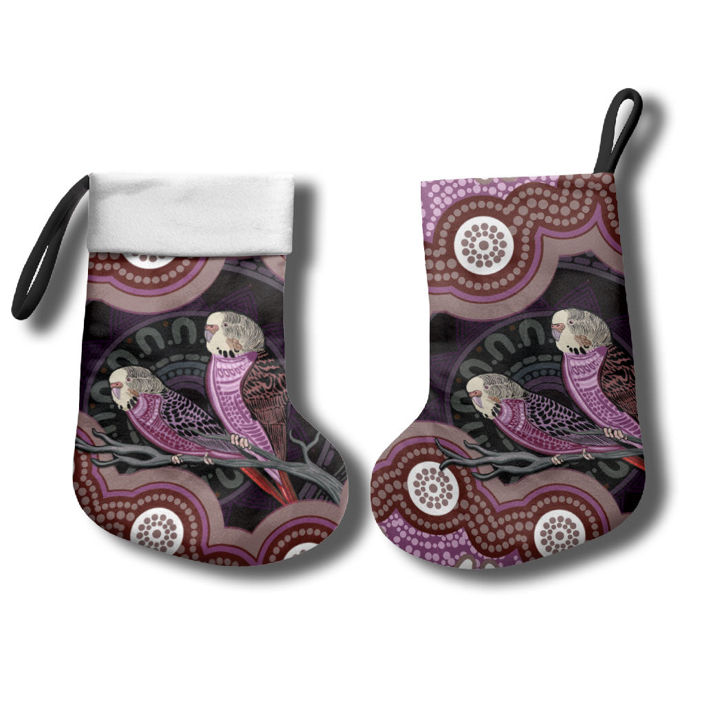 Purple Budgerigar Australia Indigenous Art Christmas Stocking