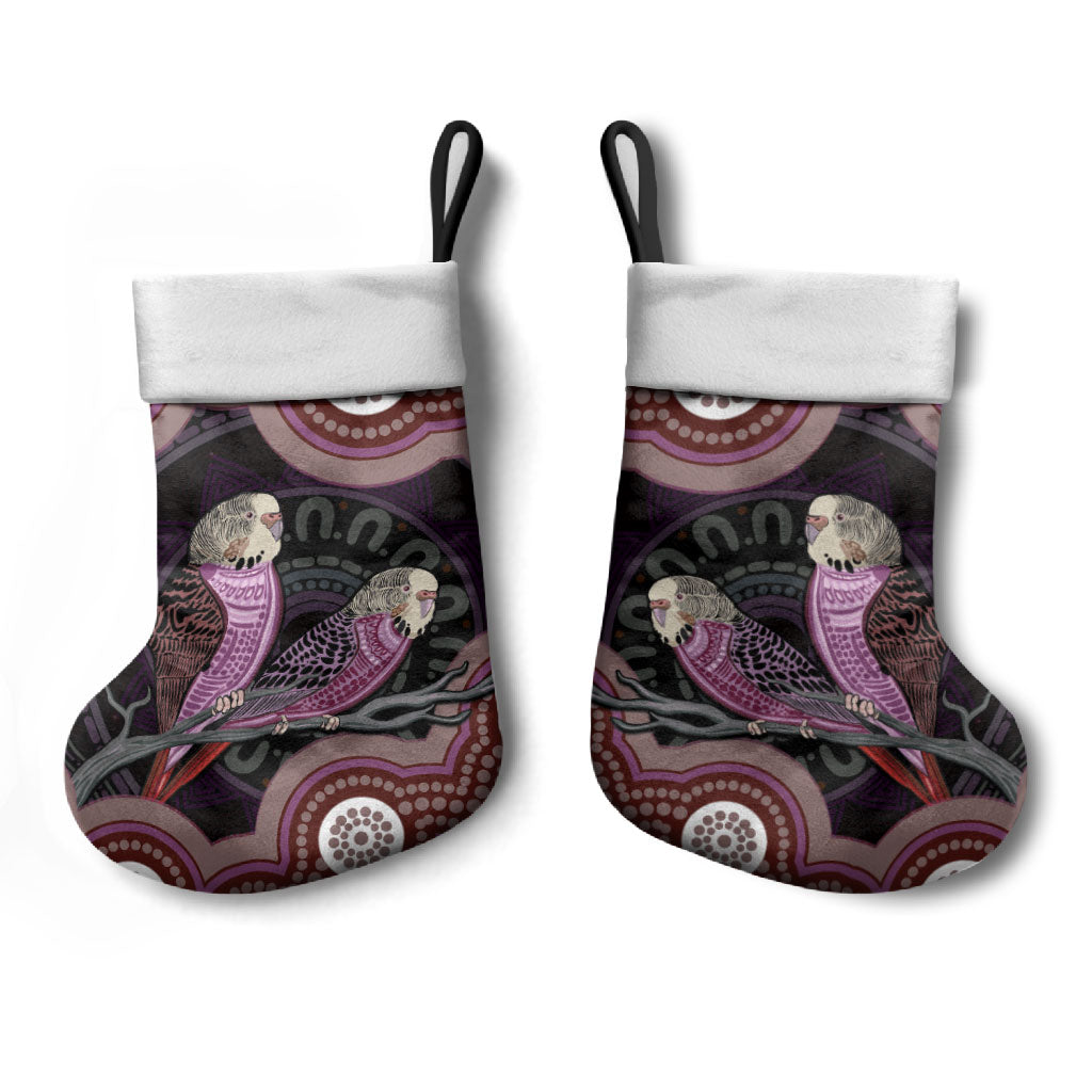Purple Budgerigar Australia Indigenous Art Christmas Stocking