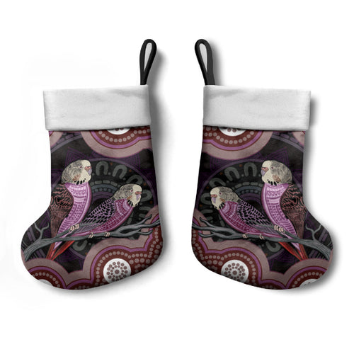 Purple Budgerigar Australia Indigenous Art Christmas Stocking