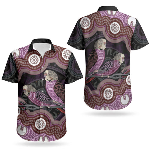 Purple Budgerigar Australia Indigenous Art Couples Matching Puletasi and Hawaiian Shirt