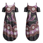 Purple Budgerigar Australia Indigenous Art Couples Matching Summer Maxi Dress and Hawaiian Shirt