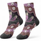 Purple Budgerigar Australia Indigenous Art Crew Socks
