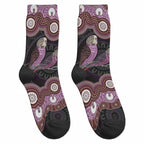 Purple Budgerigar Australia Indigenous Art Crew Socks