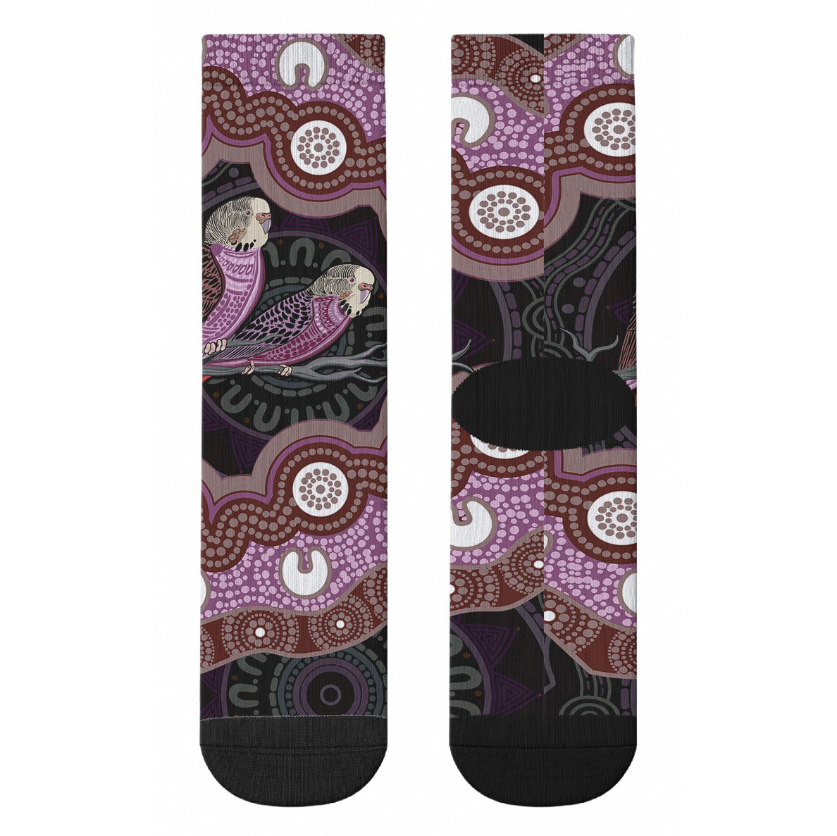Purple Budgerigar Australia Indigenous Art Crew Socks