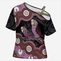 Purple Budgerigar Australia Indigenous Art Cross Shoulder Shirt