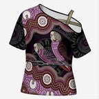 Purple Budgerigar Australia Indigenous Art Cross Shoulder Shirt