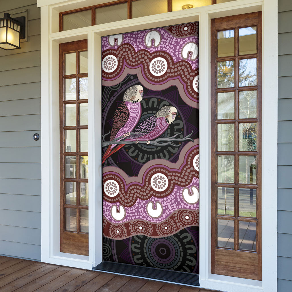 Purple Budgerigar Australia Indigenous Art Door Cover