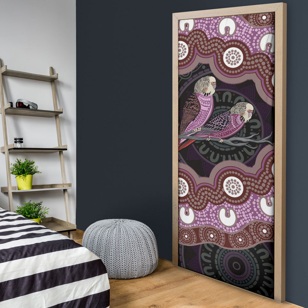 Purple Budgerigar Australia Indigenous Art Door Cover