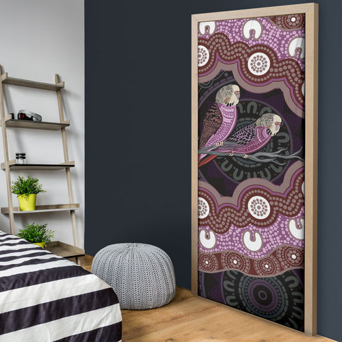 Purple Budgerigar Australia Indigenous Art Door Cover