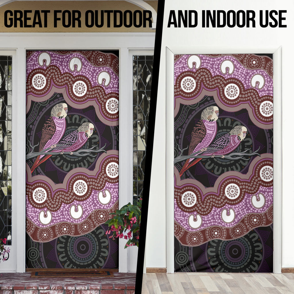 Purple Budgerigar Australia Indigenous Art Door Cover