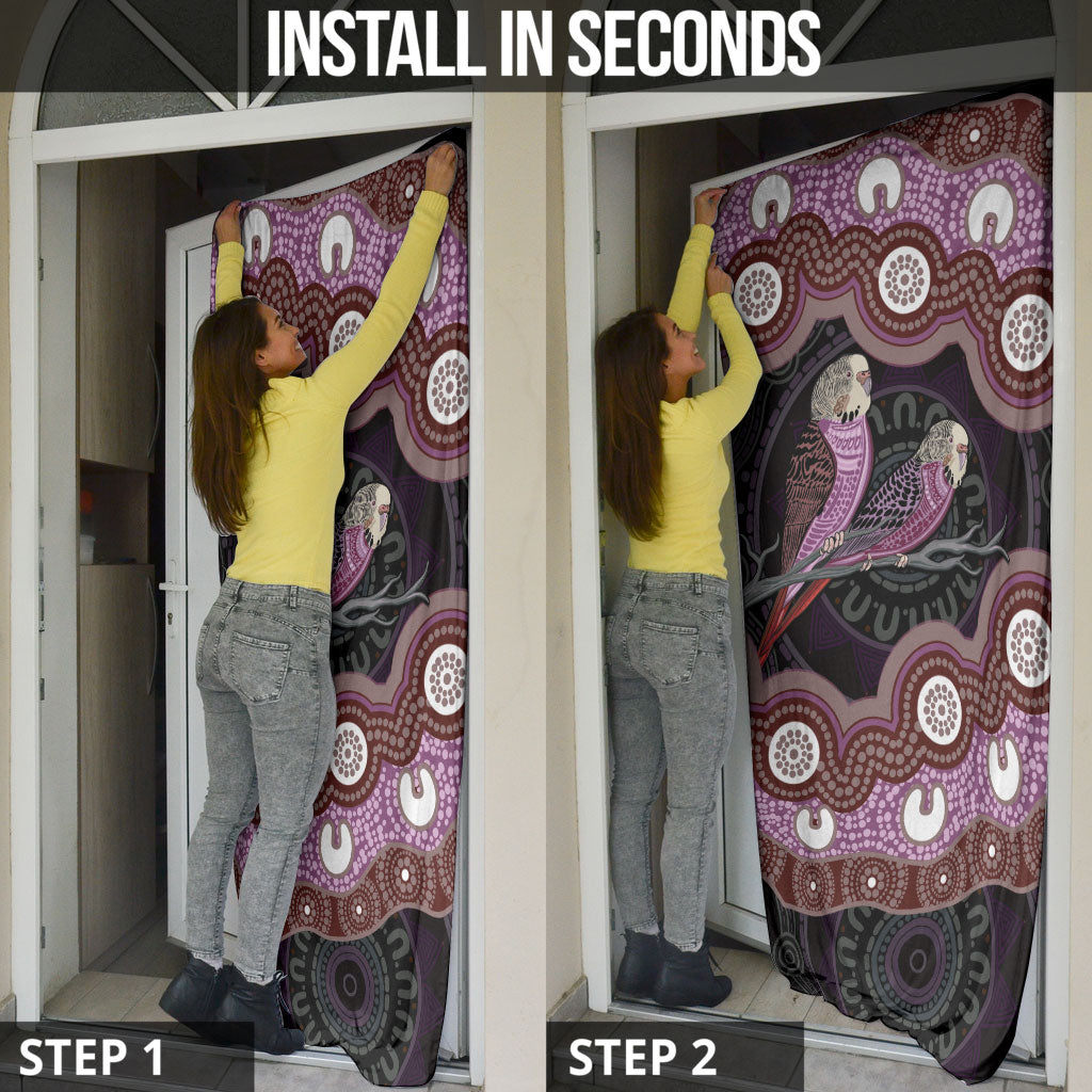 Purple Budgerigar Australia Indigenous Art Door Cover