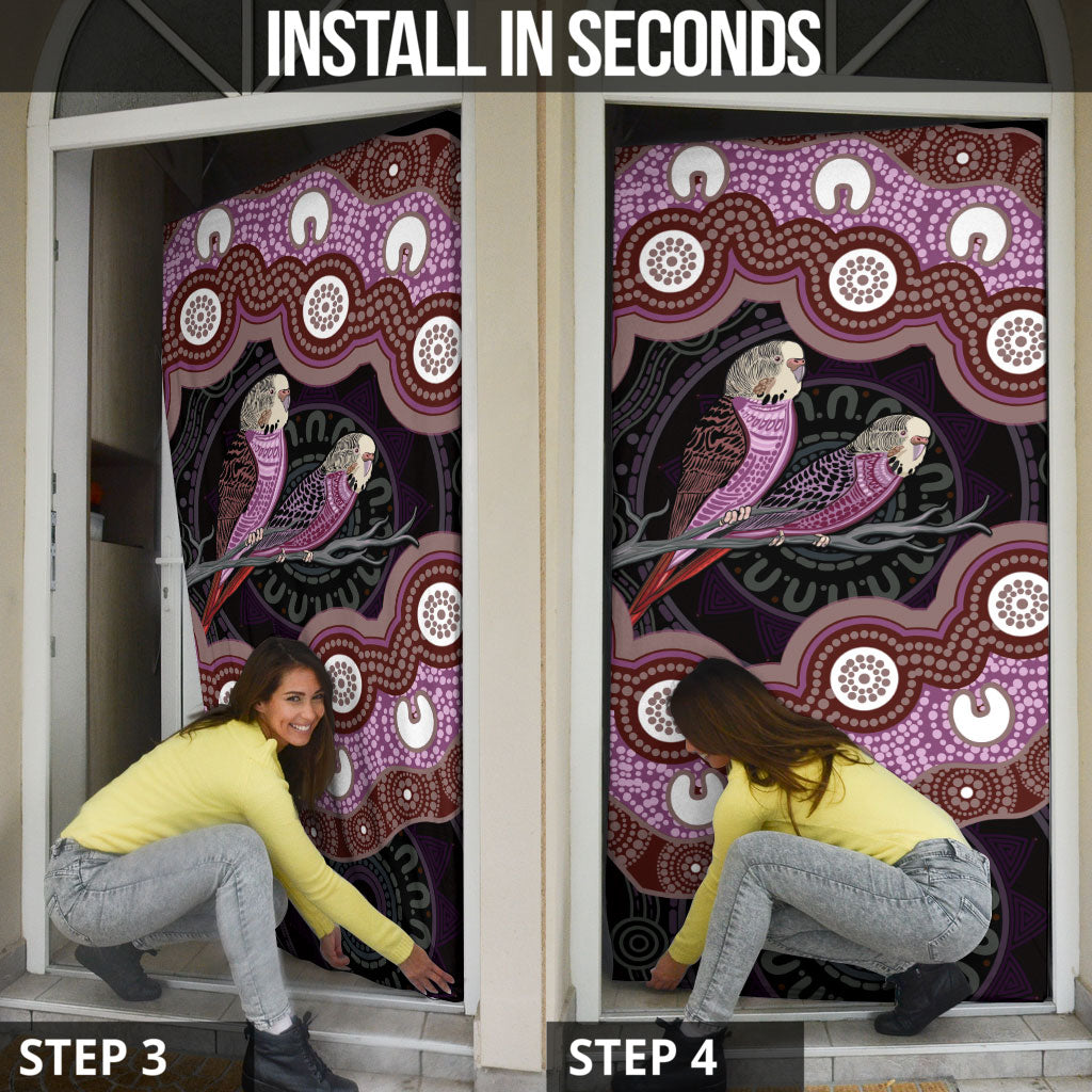 Purple Budgerigar Australia Indigenous Art Door Cover