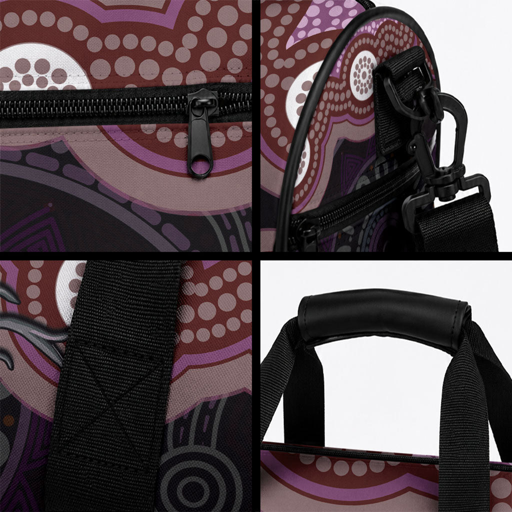 Purple Budgerigar Australia Indigenous Art Duffle Bag