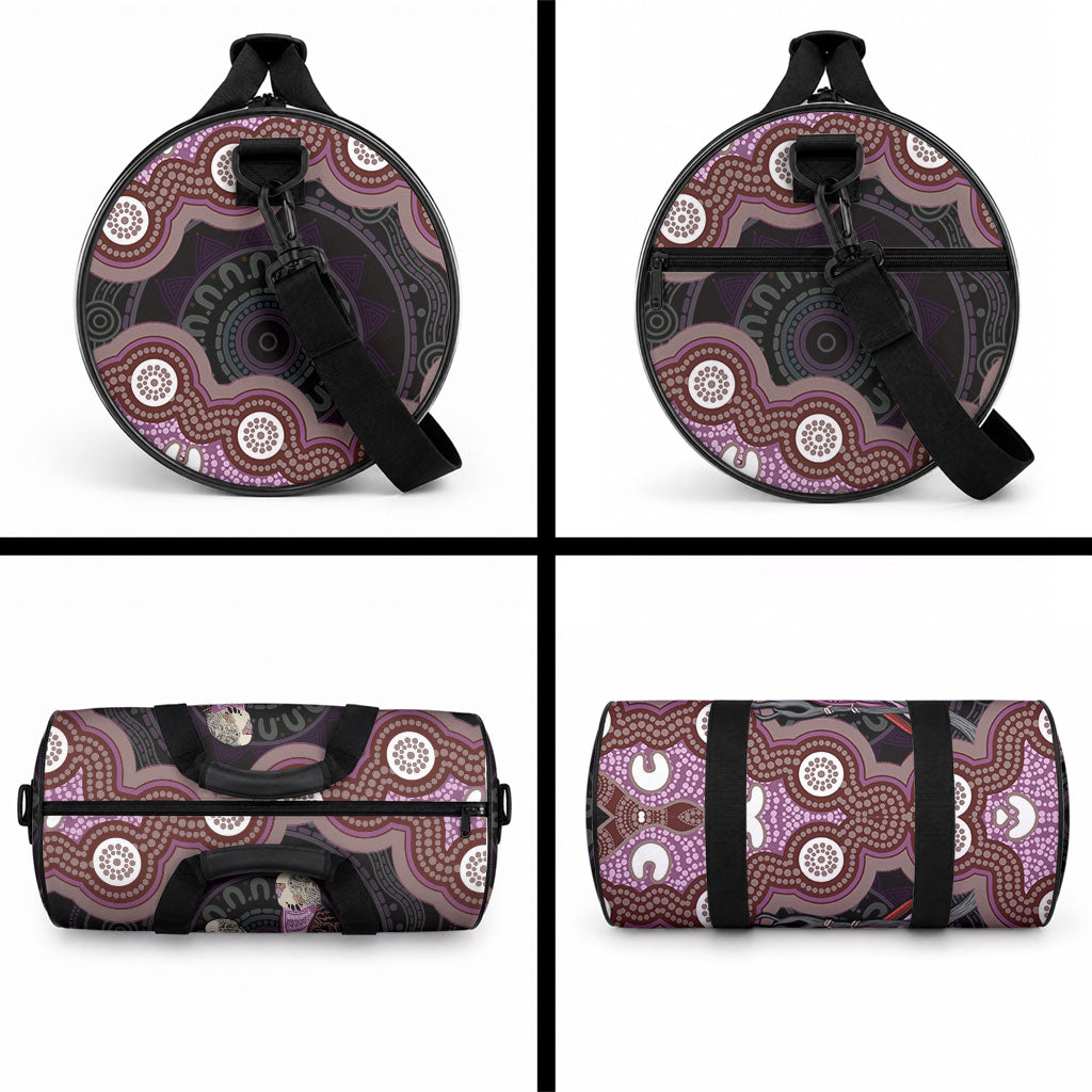 Purple Budgerigar Australia Indigenous Art Duffle Bag