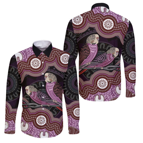 Purple Budgerigar Australia Indigenous Art Family Matching Mermaid Dress and Hawaiian Shirt