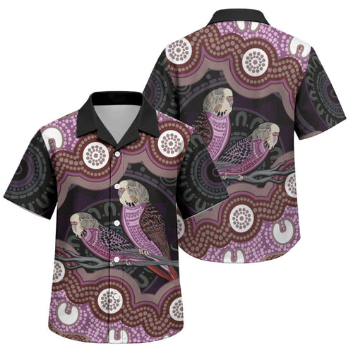 Purple Budgerigar Australia Indigenous Art Family Matching Puletasi and Hawaiian Shirt