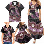 Purple Budgerigar Australia Indigenous Art Family Matching Summer Maxi Dress and Hawaiian Shirt