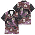 Purple Budgerigar Australia Indigenous Art Family Matching Tank Maxi Dress and Hawaiian Shirt