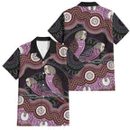 Purple Budgerigar Australia Indigenous Art Family Matching Tank Maxi Dress and Hawaiian Shirt