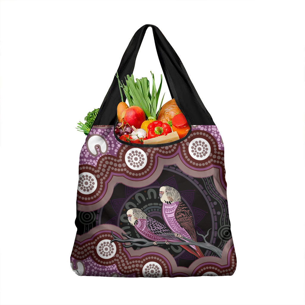 Purple Budgerigar Australia Indigenous Art Grocery Bag