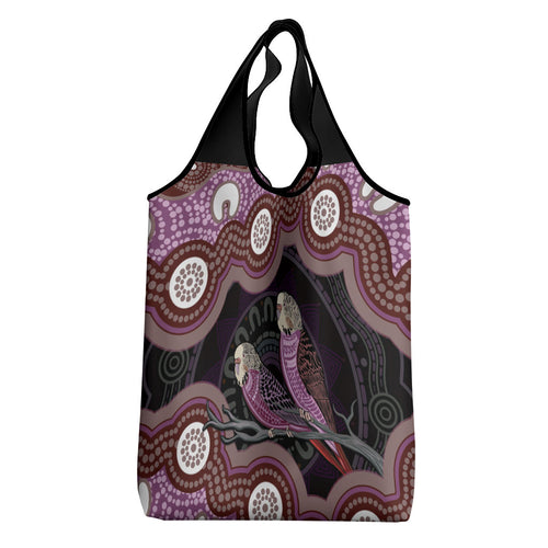 Purple Budgerigar Australia Indigenous Art Grocery Bag