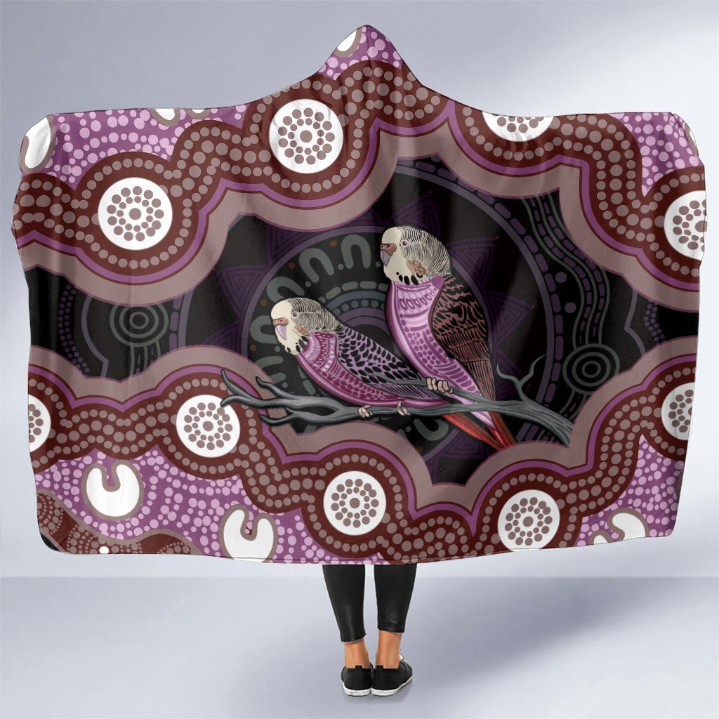 Purple Budgerigar Australia Indigenous Art Hooded Blanket