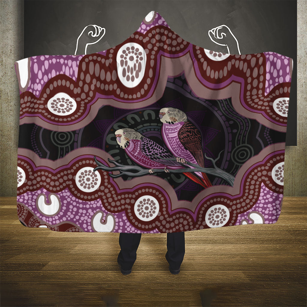 Purple Budgerigar Australia Indigenous Art Hooded Blanket