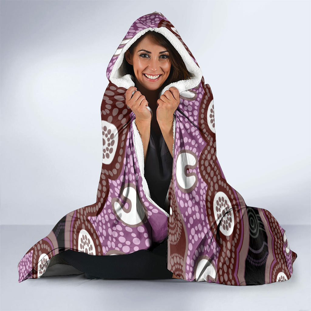 Purple Budgerigar Australia Indigenous Art Hooded Blanket