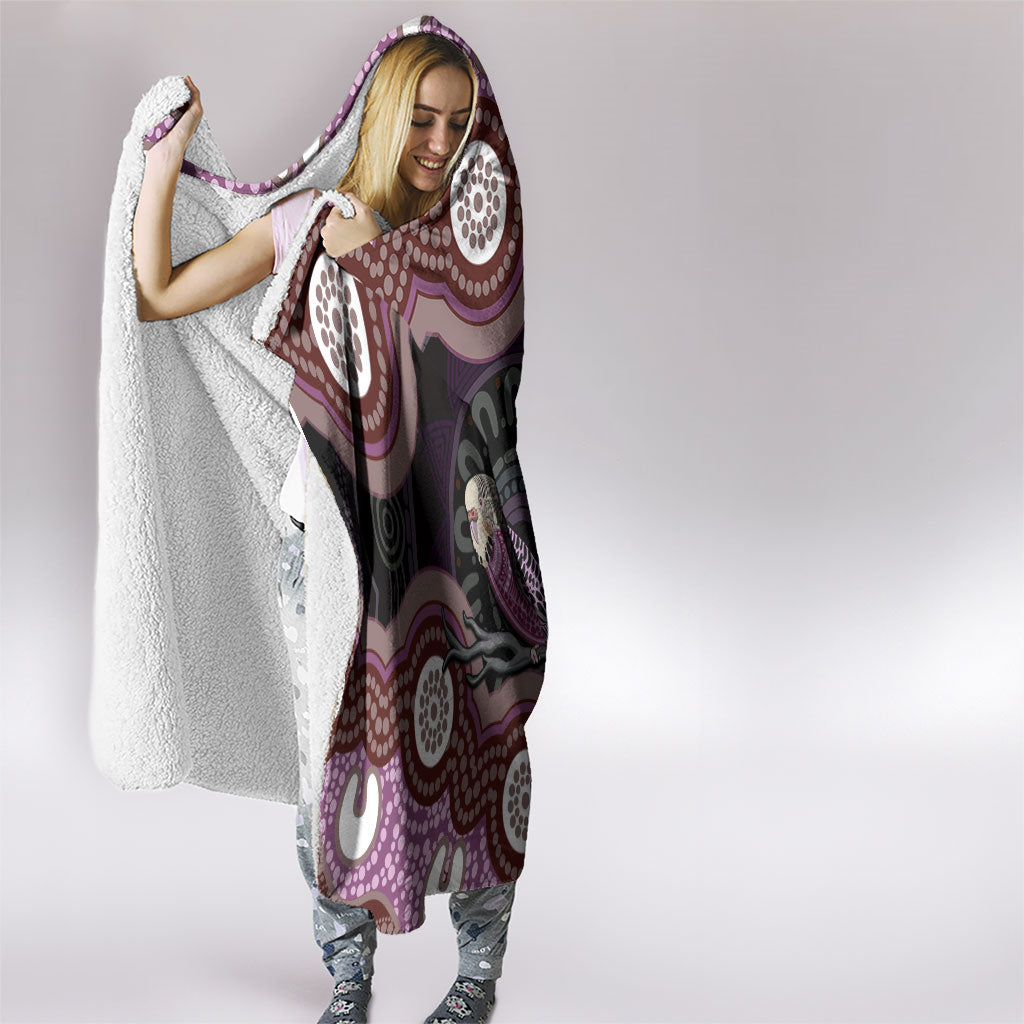 Purple Budgerigar Australia Indigenous Art Hooded Blanket