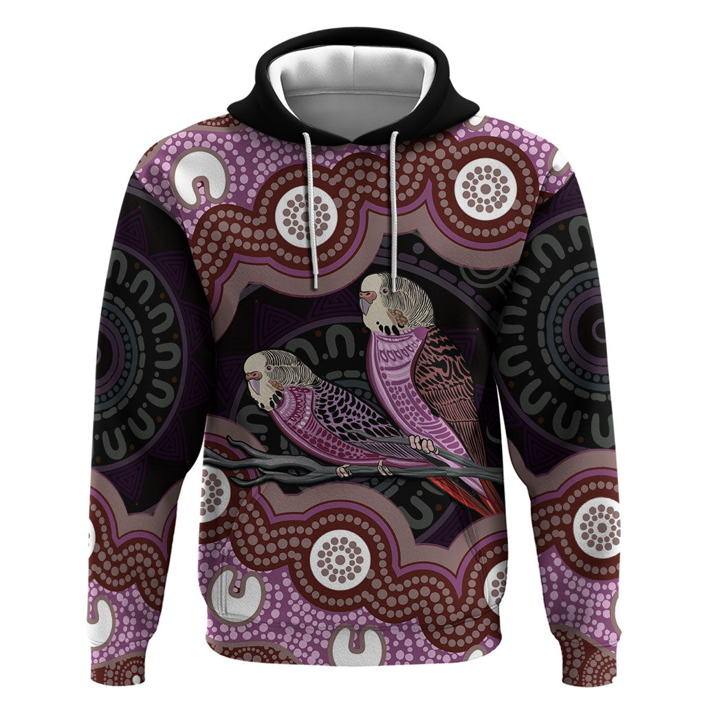Purple Budgerigar Australia Indigenous Art Hoodie