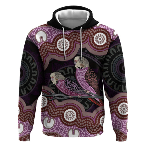 Purple Budgerigar Australia Indigenous Art Hoodie
