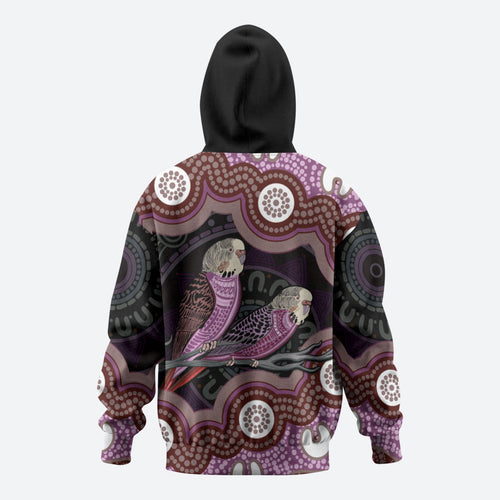 Purple Budgerigar Australia Indigenous Art Hoodie