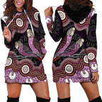 Purple Budgerigar Australia Indigenous Art Hoodie Dress
