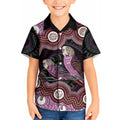Purple Budgerigar Australia Indigenous Art Kid Hawaiian Shirt