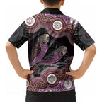 Purple Budgerigar Australia Indigenous Art Kid Hawaiian Shirt