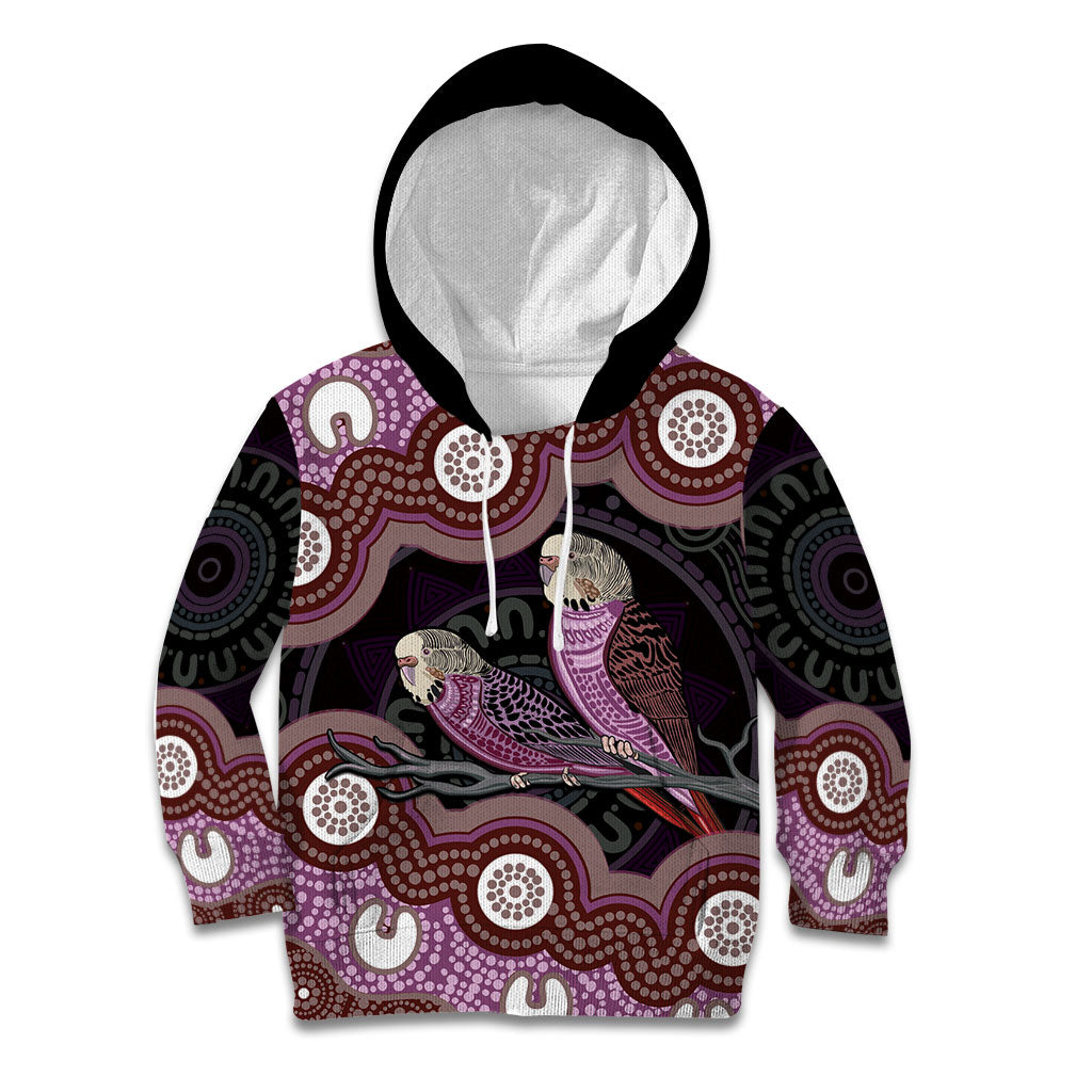 Purple Budgerigar Australia Indigenous Art Kid Hoodie
