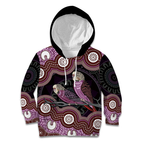 Purple Budgerigar Australia Indigenous Art Kid Hoodie