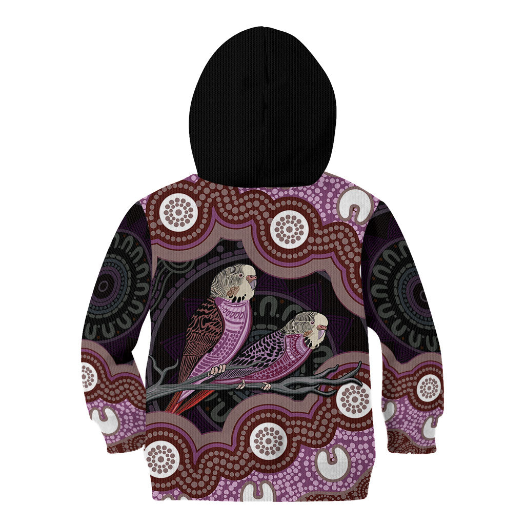 Purple Budgerigar Australia Indigenous Art Kid Hoodie