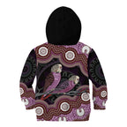 Purple Budgerigar Australia Indigenous Art Kid Hoodie