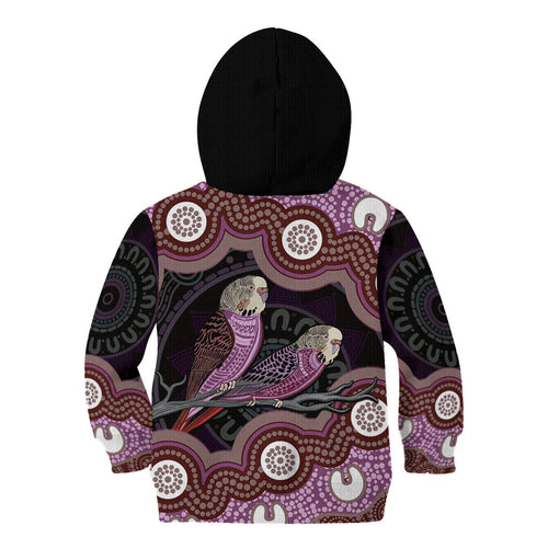 Purple Budgerigar Australia Indigenous Art Kid Hoodie