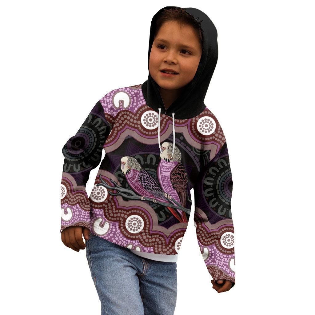 Purple Budgerigar Australia Indigenous Art Kid Hoodie