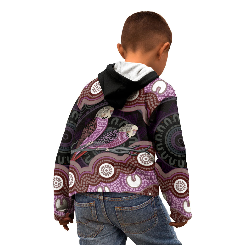 Purple Budgerigar Australia Indigenous Art Kid Hoodie