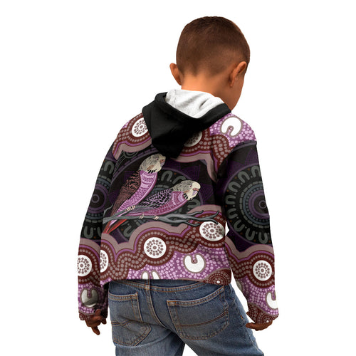 Purple Budgerigar Australia Indigenous Art Kid Hoodie