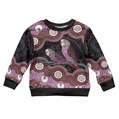 Purple Budgerigar Australia Indigenous Art Kid Ugly Christmas Sweater