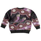 Purple Budgerigar Australia Indigenous Art Kid Ugly Christmas Sweater