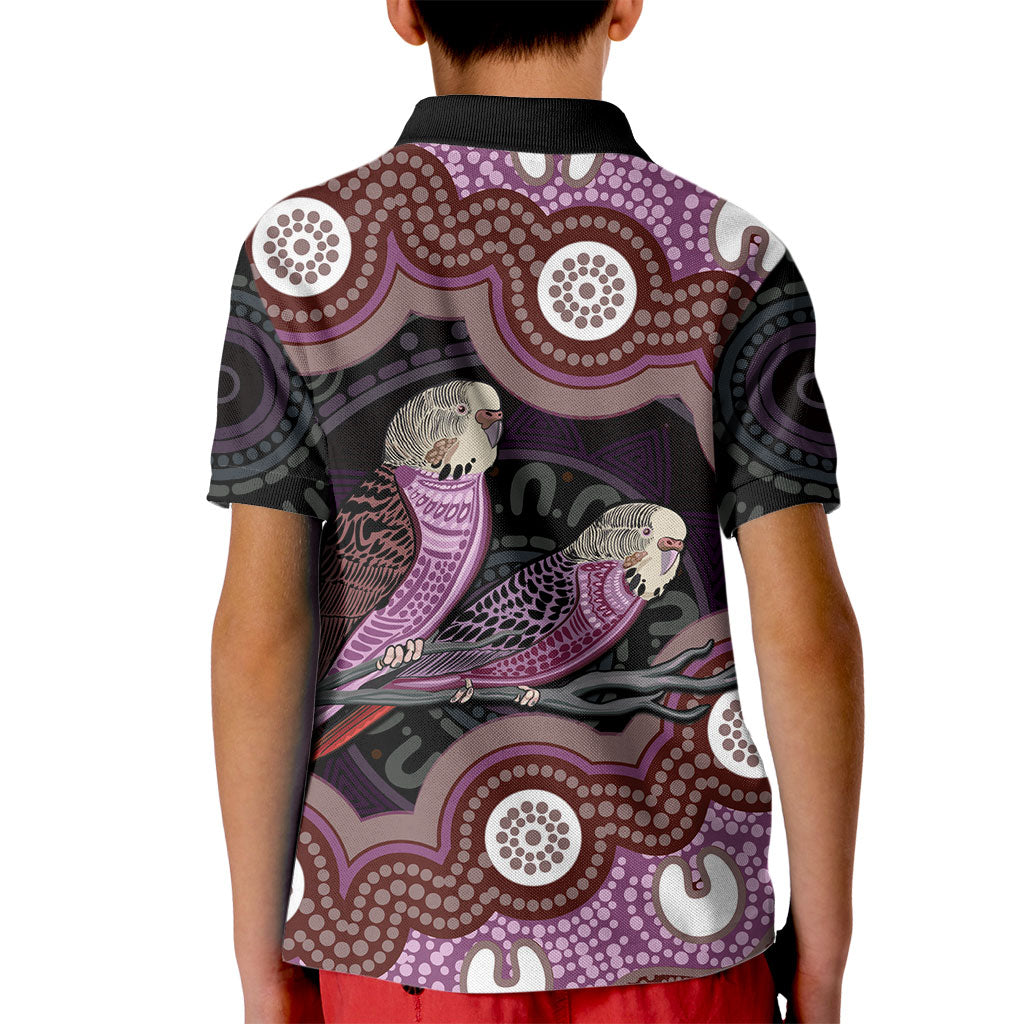 Purple Budgerigar Australia Indigenous Art Kid Polo Shirt