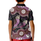 Purple Budgerigar Australia Indigenous Art Kid Polo Shirt