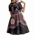 Purple Budgerigar Australia Indigenous Art Kid Short Sleeve Dress
